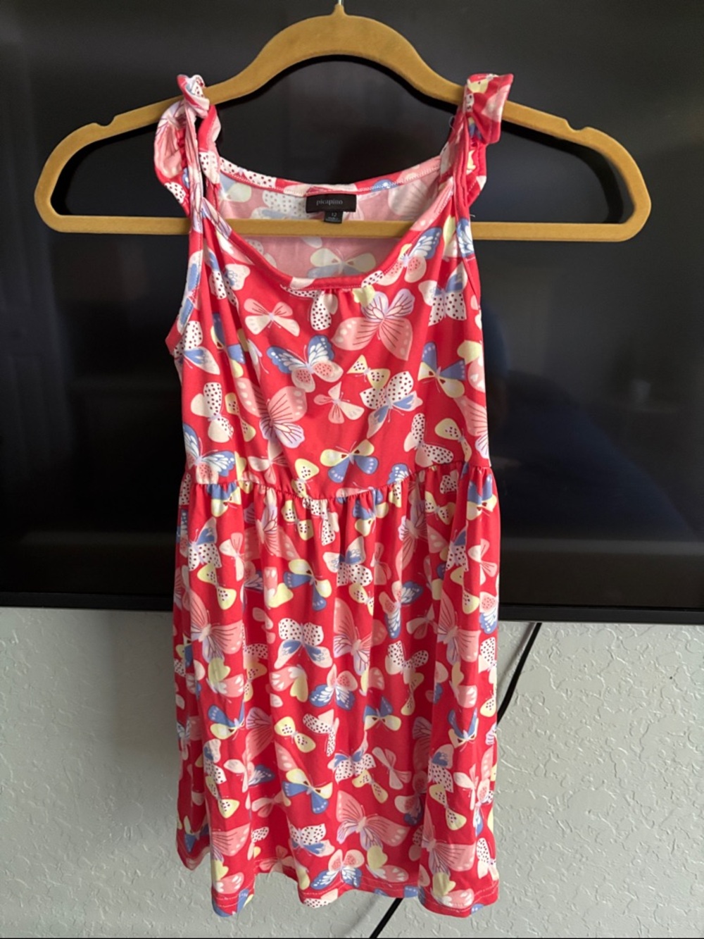 Girls' Pink Butterfly Print Casual Dress